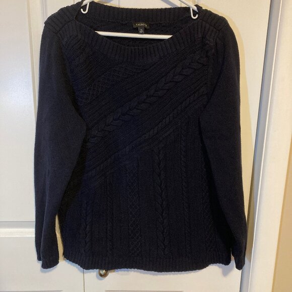 Talbots Navy Blue 100% Cotton Boat Neckline Sweater, Size XL - Picture 1 of 5